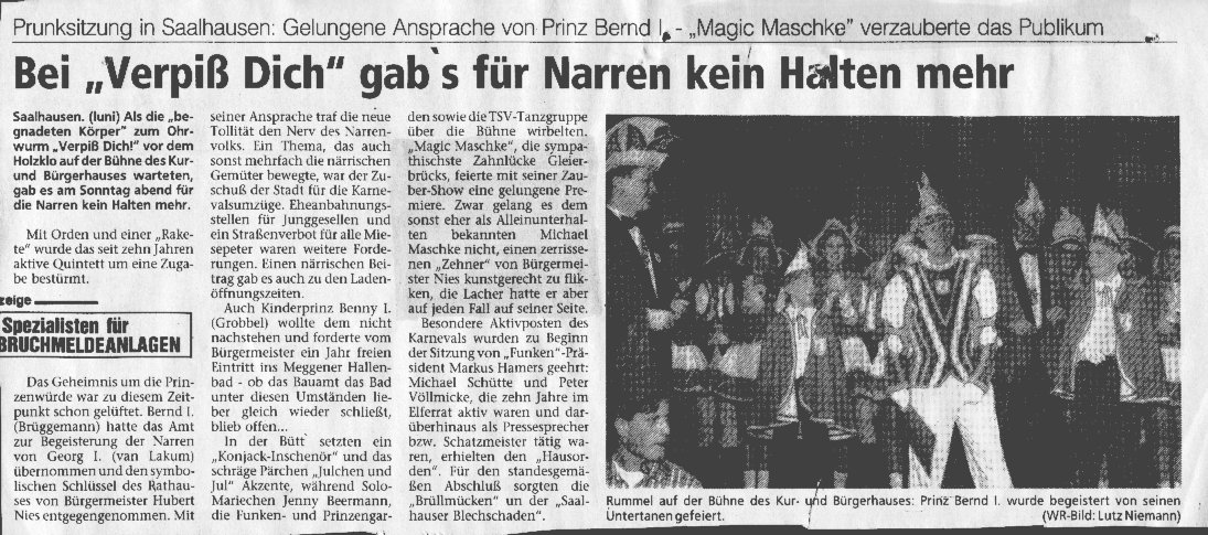 Presse 1997 Saalhausen Karneval